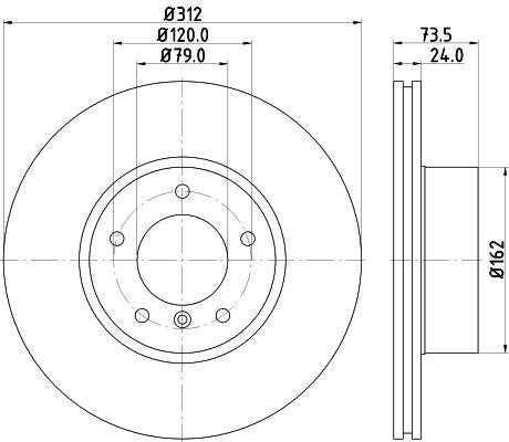 BMW X1 Brake Disc, Hella OEM, OEM 34116774875, MPN 8DD 355 115-381