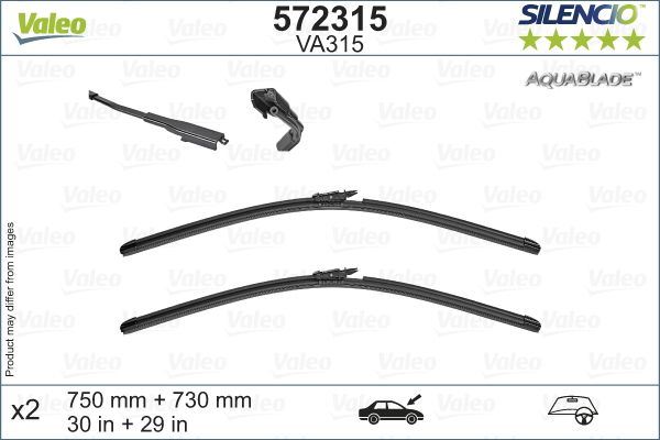 Valeo Front Wiper Blade Set for Ford, OEM quality, OEM 2291760, MPN 572315
