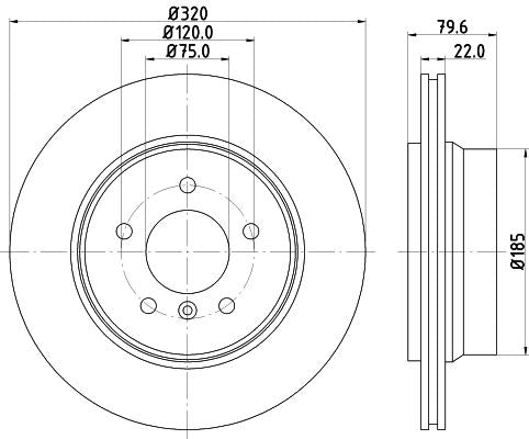 BMW X3 Brake Disc, Hella OEM, OEM 3332217, MPN 8DD 355 128-491