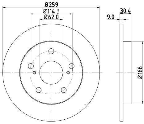 Toyota Corolla Saloon Brake Disc, Hella OEM, OEM 4243102190 - View 2