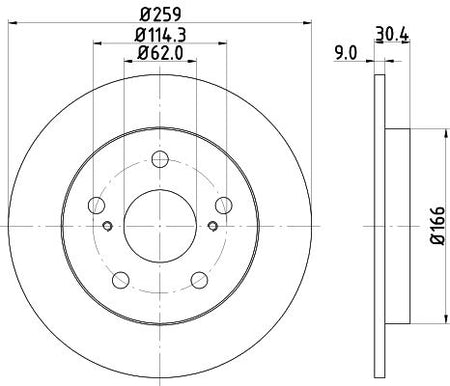 Toyota Corolla Saloon Brake Disc, Hella OEM, OEM 4243102190 - View 2