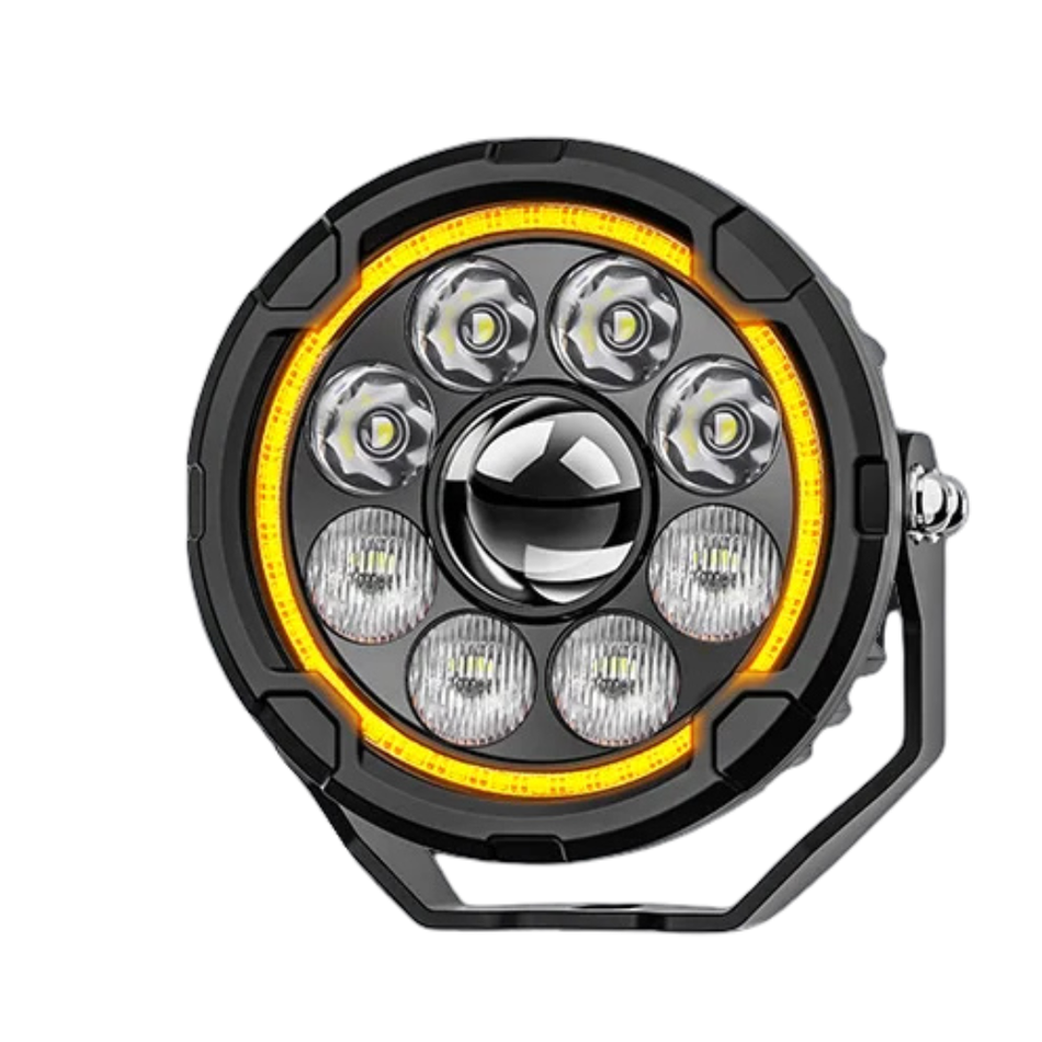 4.5" LED Motorcycle Driving Lights with Flashing Amber DRL & Wiring Harness (Pair) - 110W