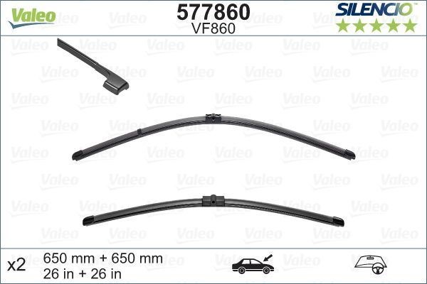 Valeo Front Wiper Blade Set for Porsche & Volkswagen, OEM quality, OEM 95562894103 - View 2