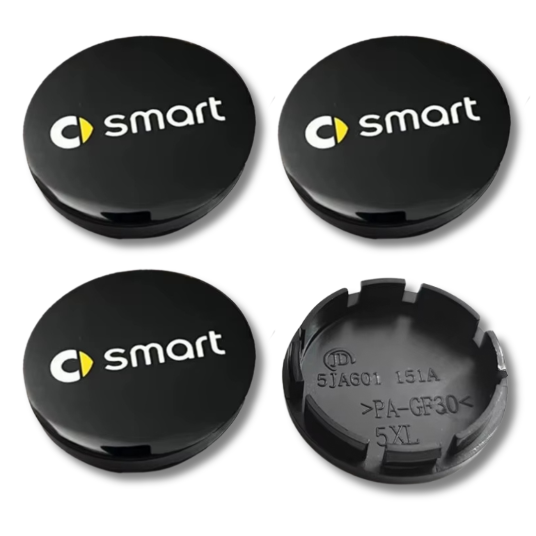 Smart 56mm Black plastic Centre Caps Set, set of 4, OEM A4534000200