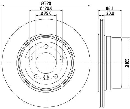 BMW 5 Brake Disc, Hella OEM, OEM 34216763345 - View 3