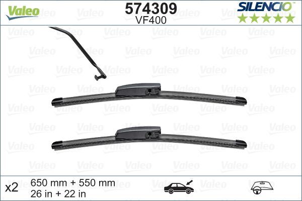 Valeo Front Wiper Blade Set for Renault, OEM quality, OEM 7711230011, MPN 574309