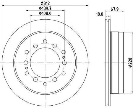 Toyota Land Cruiser Prado Brake Disc, Hella OEM, OEM 424310K230 - View 2