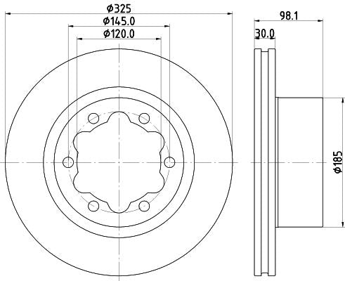 Hella Brake Disc for Volkswagen & MAN, OEM quality, OEM 2N0615601B, MPN 8DD 355 132-201