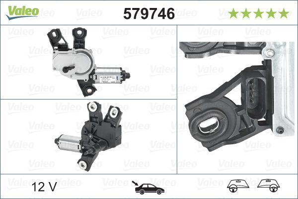 Valeo Rear Wiper Motor for Volkswagen, OEM quality, OEM 1K6955711C, MPN 579746