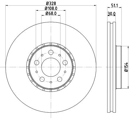 Volvo XC90 Brake Disc, Hella OEM, OEM 31262489 - View 2