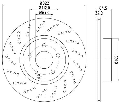 Hella Brake Disc for Mercedes-Benz, OEM quality, OEM 0004211112, MPN 8DD 355 114-231
