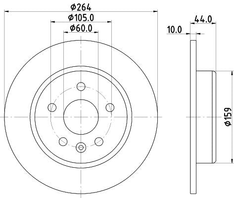 Holden Astra Hatchback Brake Disc, Hella OEM, OEM 13509119 - View 2