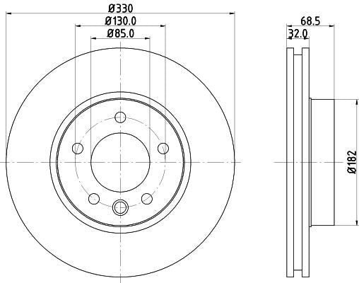 Hella Brake Disc for Porsche & Volkswagen, OEM quality, OEM 7L6615302D - View 4