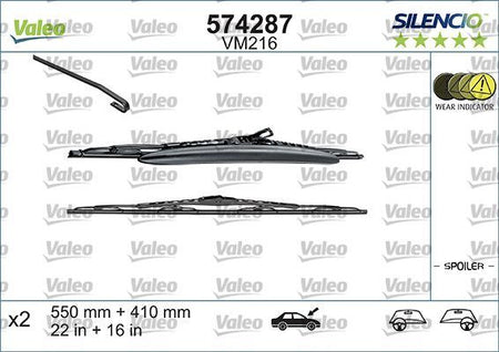 Alfa Romeo 147 Front Wiper Blade Set, Valeo OEM, OEM VM216, MPN 574287