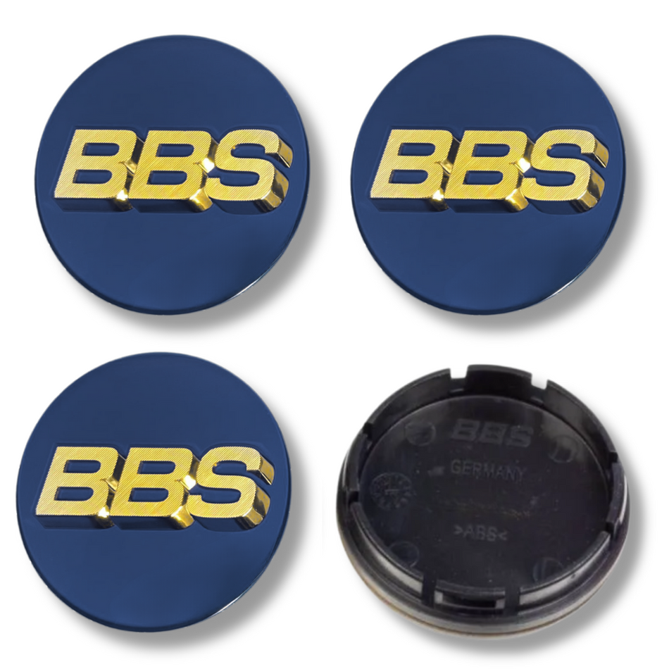 BBS 70mm Navy Gold plastic Centre Caps Set, set of 4, OEM 56.24.073