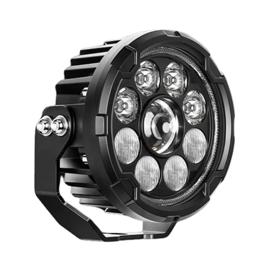 4.5" LED Motorcycle Driving Lights with Flashing Amber DRL & Wiring Harness (Pair) - 110W