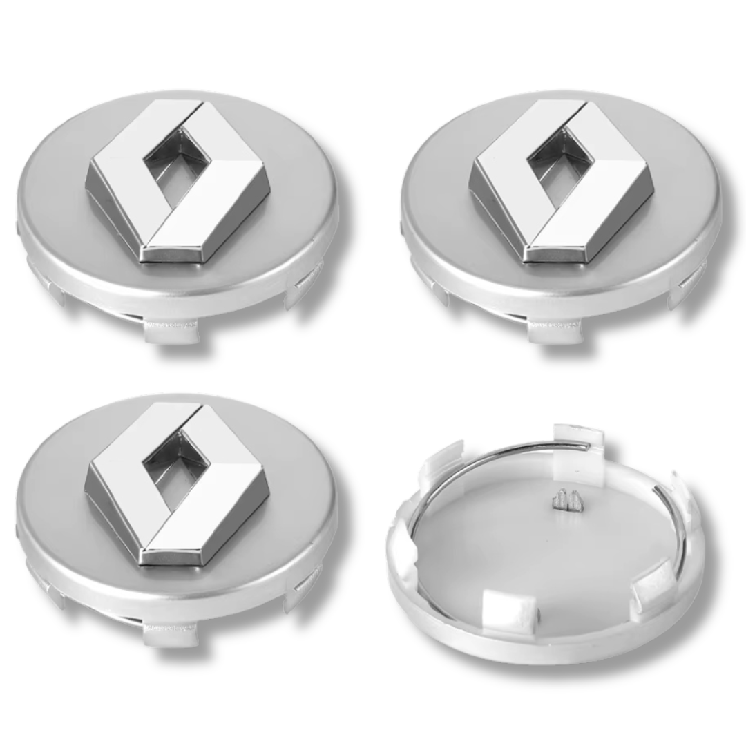Renault 60mm Silver plastic Centre Caps Set, set of 4, OEM 403156032R