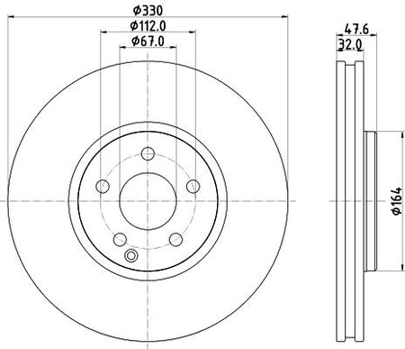 Mercedes-Benz E-Class Brake Disc, Hella OEM, OEM 2114211112 - View 3