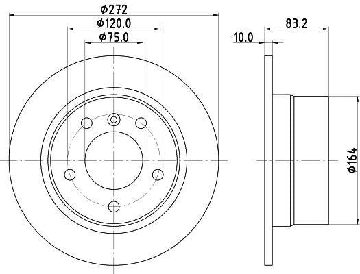 BMW Z3 Roadster Brake Disc, Hella OEM, OEM 1163845 - View 2