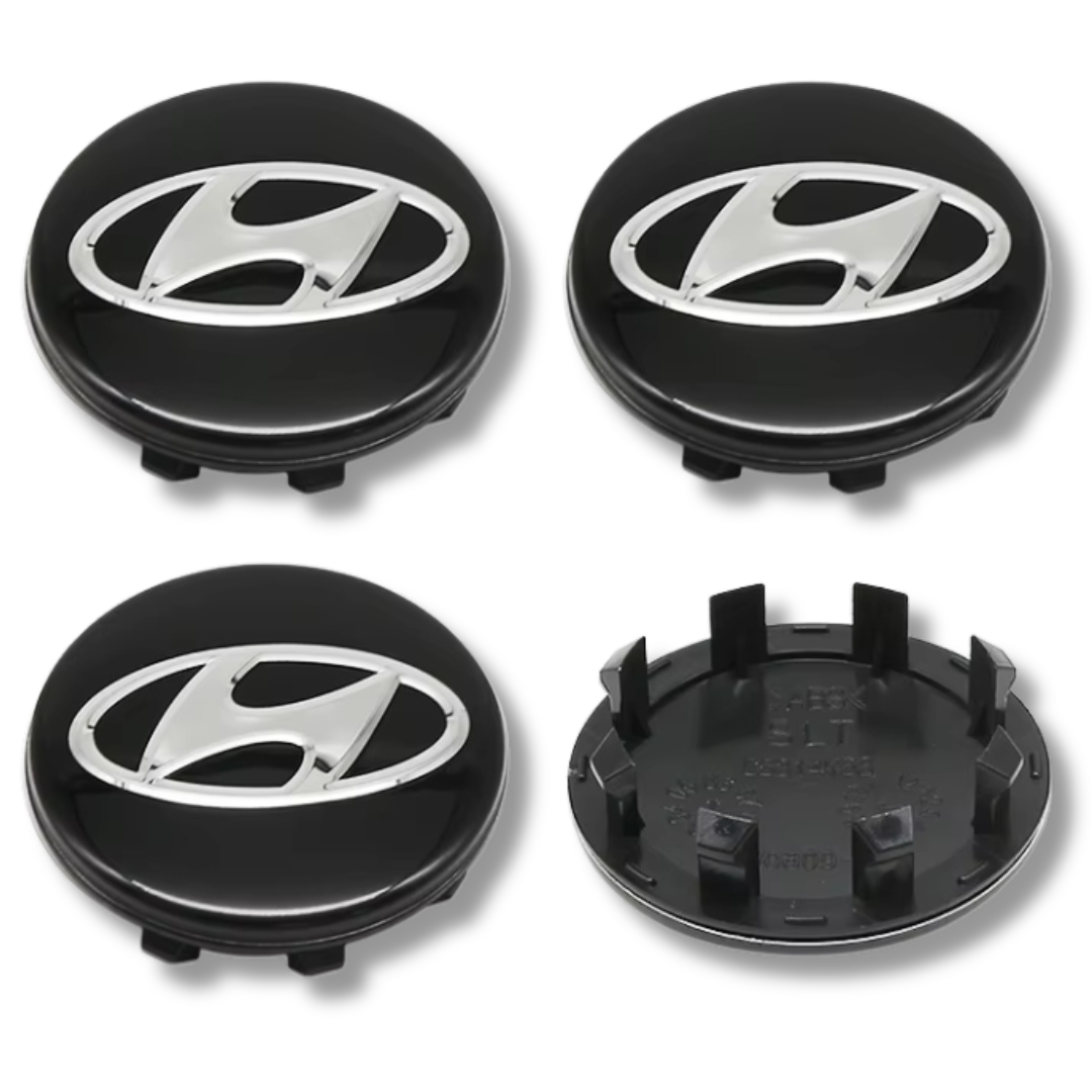 Hyundai 58mm Black plastic Centre Caps Set, set of 4, OEM 52960-S1110