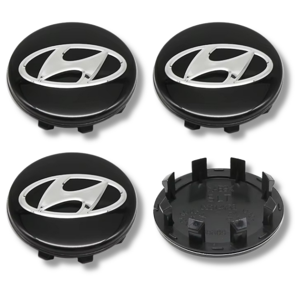 Hyundai 58mm Black plastic Centre Caps Set, set of 4, OEM 52960-S1110