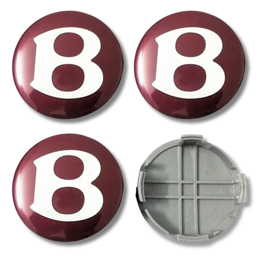 Bentley 68mm Red plastic Centre Caps Set, set of 4, OEM 3W0601170