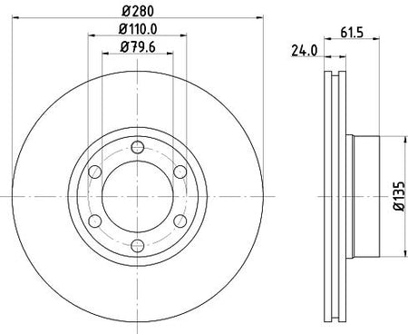 Renault Master II Van Brake Disc, Hella OEM, OEM 4500098 - View 2