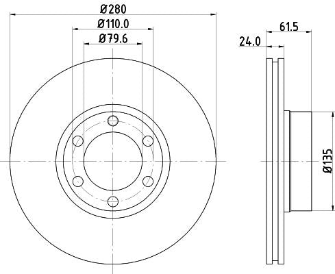 Renault Master II Van Brake Disc, Hella OEM, OEM 4500098 - View 2