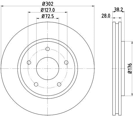 Hella Brake Disc for Chrysler & Dodge, OEM quality, OEM 04721933AB, MPN 8DD 355 115-841