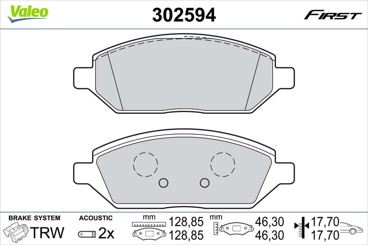 Valeo Front Brake Pad Set for Vauxhall, OEM quality, OEM 1605324, MPN 302594
