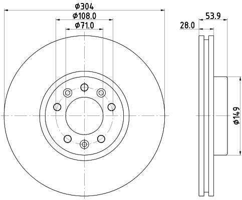 Hella Brake Disc for Toyota & Citroen, OEM quality, OEM 9805260180, MPN 8DD 355 125-411