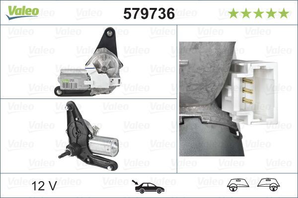 Valeo Rear Wiper Motor for Renault, OEM quality, OEM 8200071214, MPN 579736