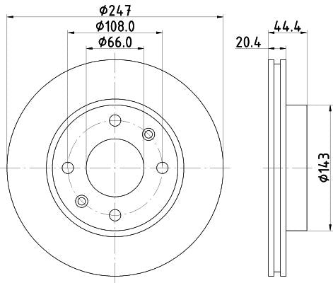 Hella Brake Disc for Peugeot, OEM quality, OEM 424690 - View 3