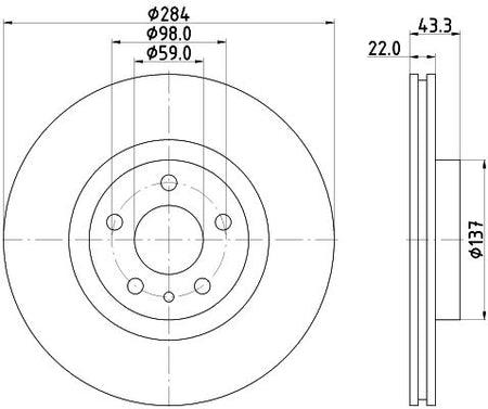 FIAT Panda Brake Disc, Hella OEM, OEM 51884303 - View 2