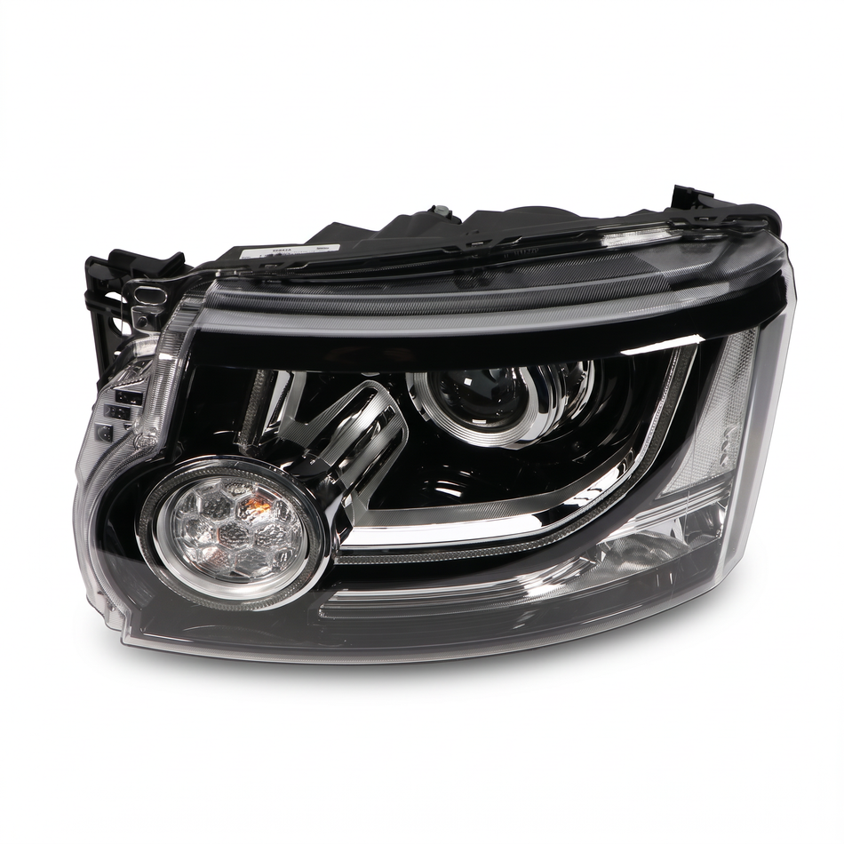 Land Rover Discovery Headlight Left, Valeo OEM LR052388, connector and module bay view