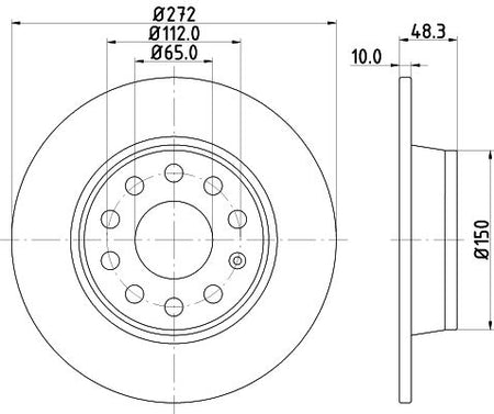 Hella Brake Disc for SEAT, Volkswagen & more, OEM quality, OEM 1K0615601AA - View 2