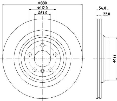 Mercedes-Benz M-Class Brake Disc, Hella OEM, OEM 1664230112 - View 3