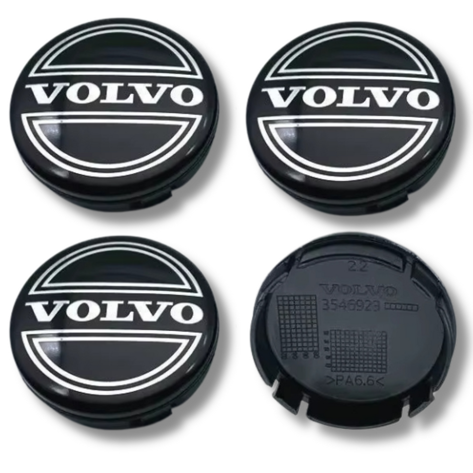 Volvo 64mm Black Grey plastic Centre Caps Set, set of 4, OEM 30666913 / 31400897
