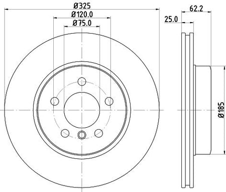 BMW X3 Brake Disc, Hella OEM, OEM 3400151 - View 2