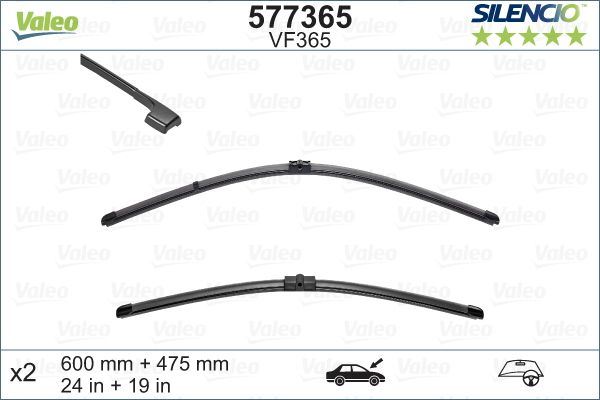 Valeo Front Wiper Blade Set for BMW & Alpina, OEM quality, OEM 61610405167, MPN 577365