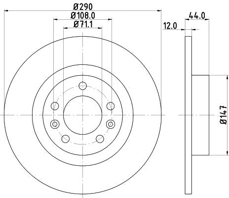 Peugeot 508 Brake Disc, Hella OEM, OEM 1642773580 - View 3