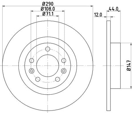 Peugeot 508 Brake Disc, Hella OEM, OEM 1642773580 - View 3