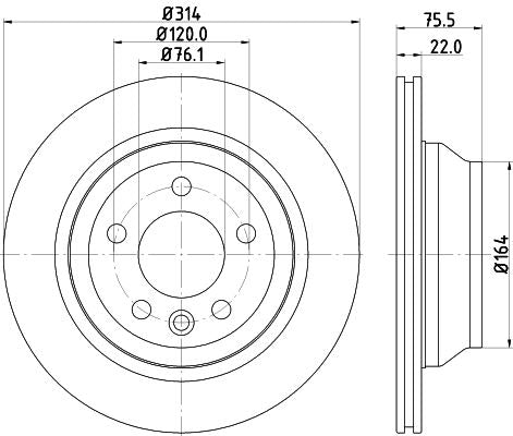 Hella Brake Disc for Volkswagen, OEM quality, OEM 7L6615601C - View 2