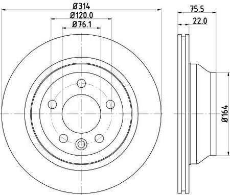 Hella Brake Disc for Volkswagen, OEM quality, OEM 7L6615601C - View 2