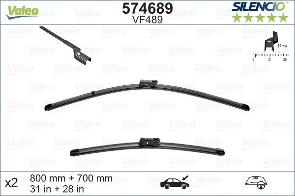 Valeo Front Wiper Blade Set for Citroen, Peugeot & more, OEM quality, OEM 1613157780, MPN 574689
