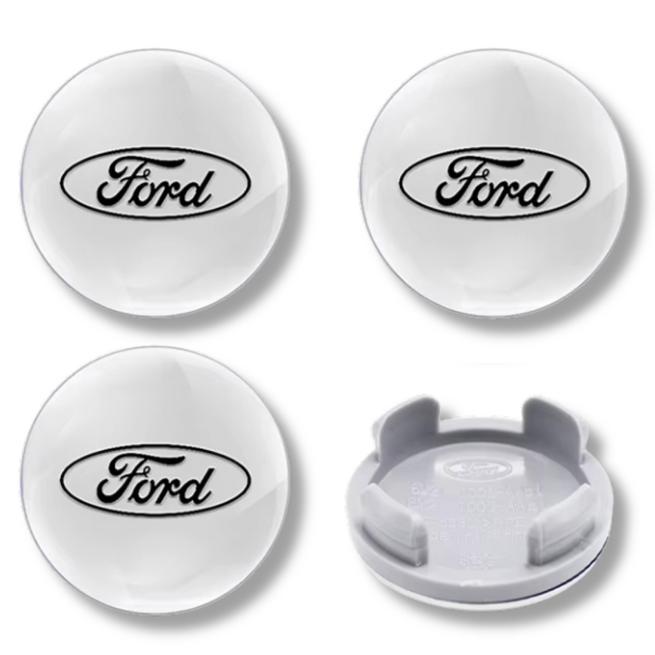 Ford 54mm Silver plastic Centre Caps Set, set of 4, OEM 1429118