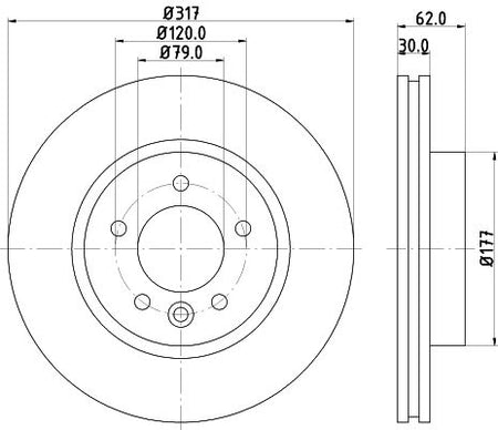 Hella Brake Disc for Land Rover, OEM quality, OEM SDB000602 - View 3