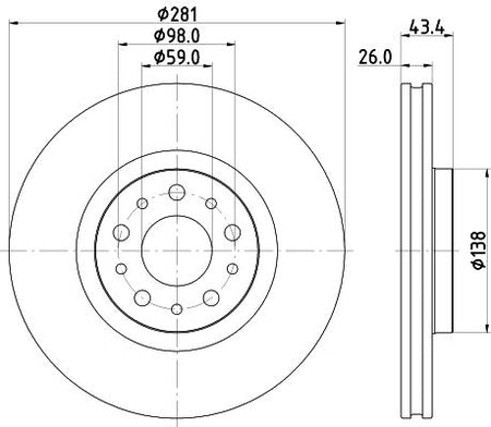 FIAT Tipo Saloon Brake Disc, Hella OEM, OEM 52017292 - View 4