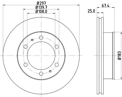 Toyota Hilux VII Pickup Brake Disc, Hella OEM, OEM 435120K060 - View 2