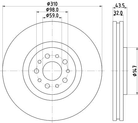 Hella Brake Disc for FIAT, Citroen & more, OEM quality, OEM 1355376080 - View 3